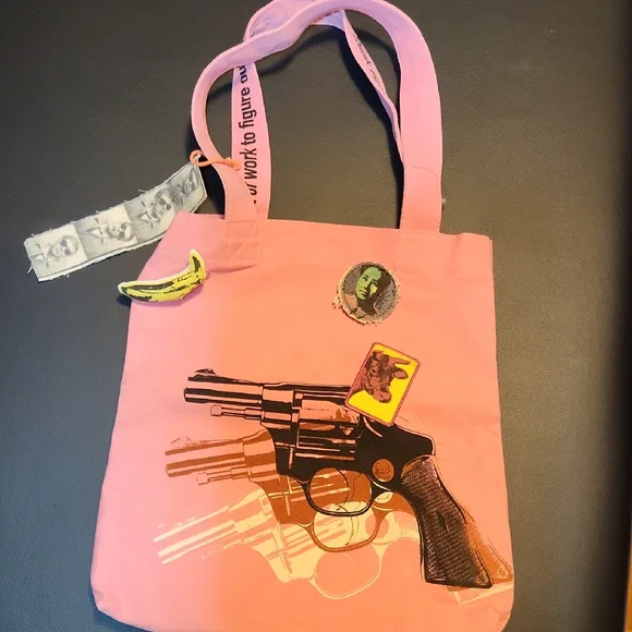 Pink Tote Bag with Graphic Design - Picture 1 of 6